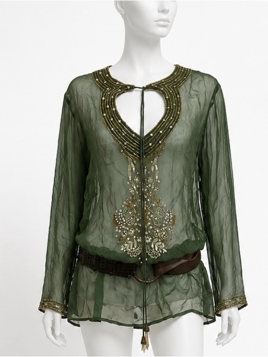 Adrianna Papell Tops - Vintage Papell Boutique Evening 100% Silk Beaded Tunic Blouse